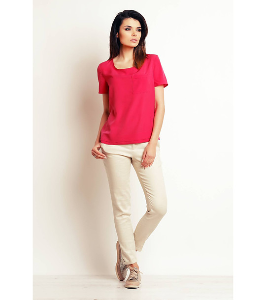 Дамска блуза в розово с джоб Elisia снимка