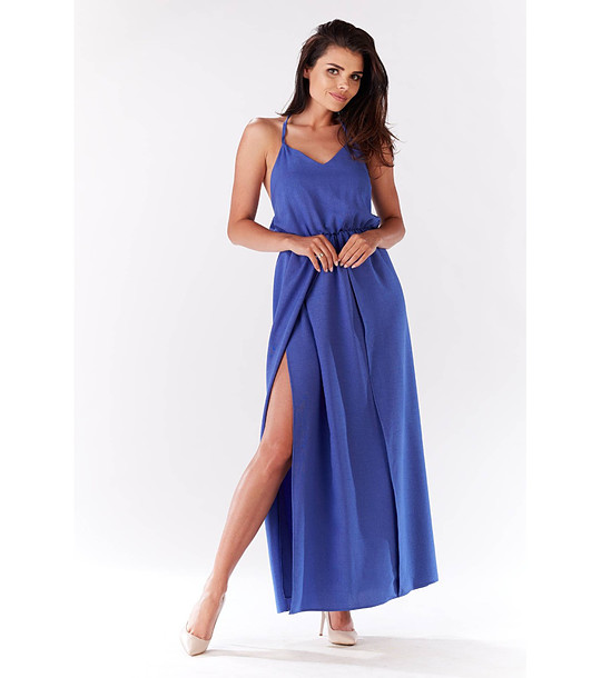 Дълга синя лятна рокля снимка