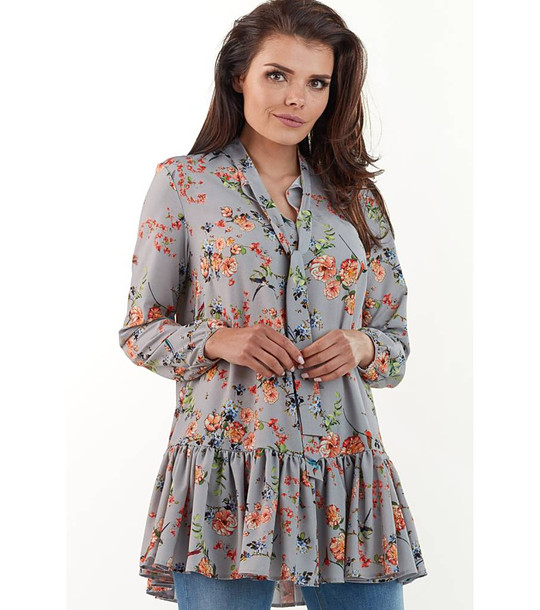 Дамска блуза в сиво с принт Dili снимка