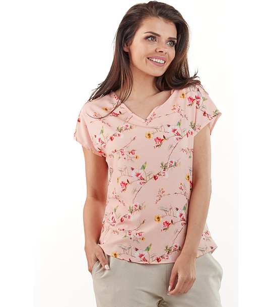 Дамска блуза в розово с принт Thalia снимка