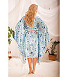 Светлосин халат тип кимоно с принт Hulhule -3 снимка