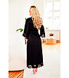 Черен дълъг дамски халат с широки дантелени кантове Sumatra -2 снимка