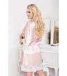 Дамски халат в розово с бяла дантела Gown -2 снимка
