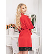Дамски халат в червено с дантела в черно Gown -1 снимка
