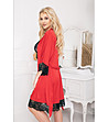 Дамски халат в червено с дантела в черно Gown -4 снимка