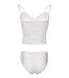 Комплект от дантелени корсаж и бикини в екрю Sensi -4 снимка