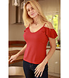 Червена дамска блуза с голи рамене Vera -2 снимка