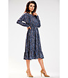 Рокля в тъмносиньо с пейсли принт-2 снимка