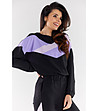 Черен дамски суитшърт с виолетов панел Fara-2 снимка