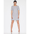 Сива къса памучна рокля с джобове Ilana-2 снимка