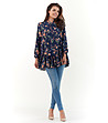 Дамска блуза в тъмносиньо с принт Dili-1 снимка