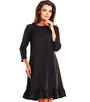 Черна рокля със 7/8 ръкав снимка