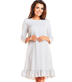 Светлосива рокля със 7/8 ръкав снимка