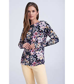 Многоцветна дамска блуза с флорален принт снимка