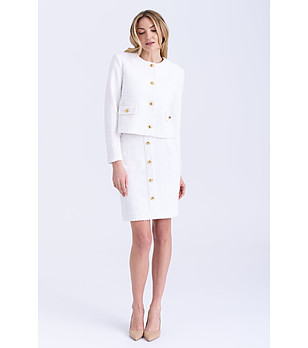 Бяла дамска пола букле с памук снимка