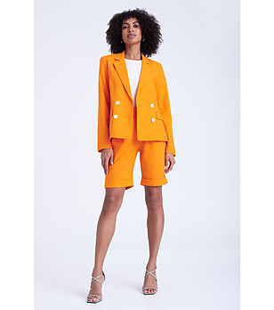 Дамско сако в оранжево с лен снимка