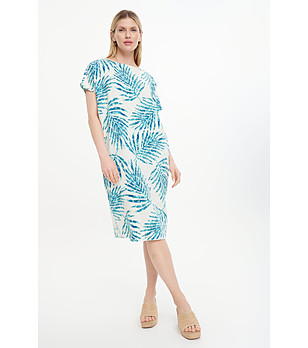 Рокля с тропичен принт с високо съдържание на лен снимка