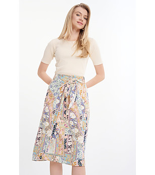 многоцветна пола с лен с пейсли принт снимка