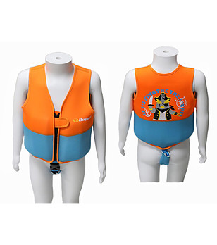 Жилетка за плуване в оранжево и синьо за деца от 1 до 3 години снимка