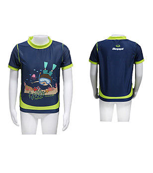 Детско горнище на бански-тениска в тъмносиньо снимка