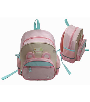 Детска розова раница за момиче с ушички снимка