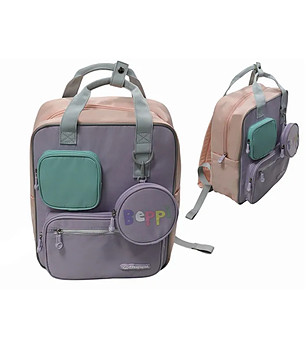 Детска раница в лилаво и розово снимка