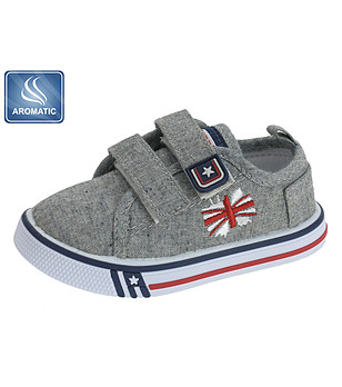 Сиви бебешки обувки с лепки снимка