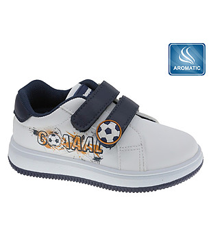 Бебешки обувки в бяло и тъмносиньо снимка