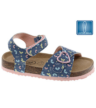 Тъмносини детски сандали с принт снимка