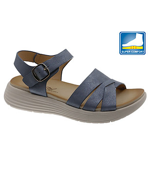 Дамски сини сандали на платформа снимка