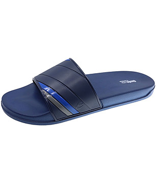 Тъмносини мъжки чехли с контрастни ленти снимка