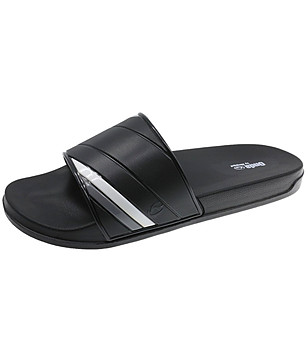 Черни мъжки чехли с контрастни ленти снимка