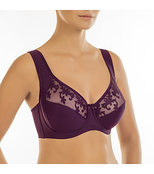Сутиен с меки чашки в тъмновиолетово в макси размери Alex-sandra снимка