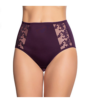 Бикини в тъмновиолетово с висока талия и панели от дантела Alex-sandra снимка