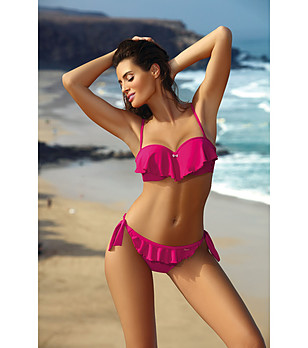 Бански бразилиана цвят малина Meredith с волани снимка