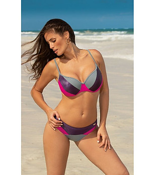 Бански от две части в сиво и малина Gilari снимка