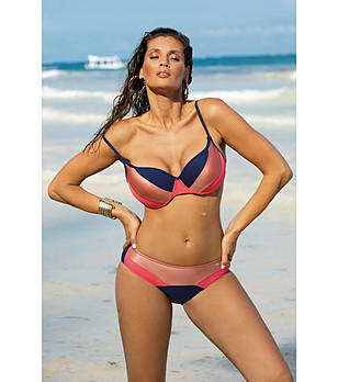 Бански от две части в тъмносиньо и малина Gilari снимка