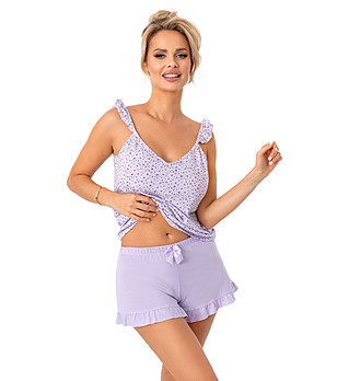 Памучна дамска лятна пижама в лилаво Fiorella снимка