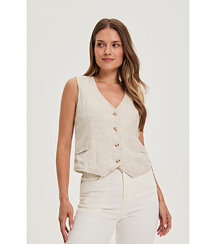 Дамски елек в бежово снимка