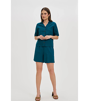 Дамска риза в цвят петрол снимка