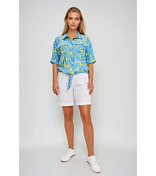 Дамска риза в синьо и жълто снимка