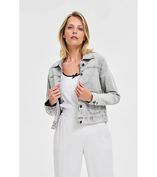 Сиво памучно дамско яке снимка