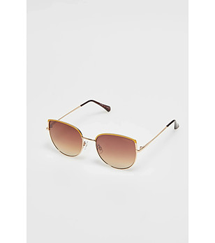 Златисти дамски слънчеви с кафяви лещи снимка