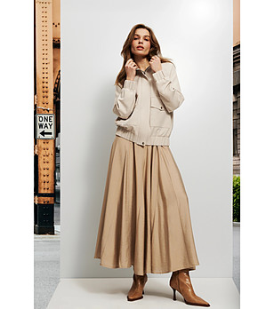 Дълга клоширана памучна бежова пола снимка