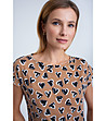 Бежова дамска блуза с принт-3 снимка