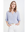 Светлосиня дамска блуза с копчета-1 снимка