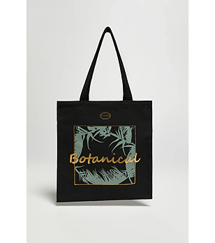 Черна дамска чанта с щампа снимка