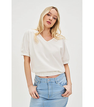 Бяла памучна дамска блуза снимка