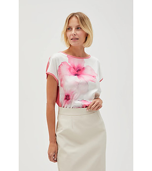 Елегантна дамска блуза с принт в предната част снимка