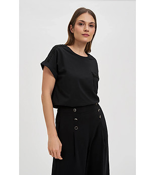 Черна памучна дамска блуза снимка